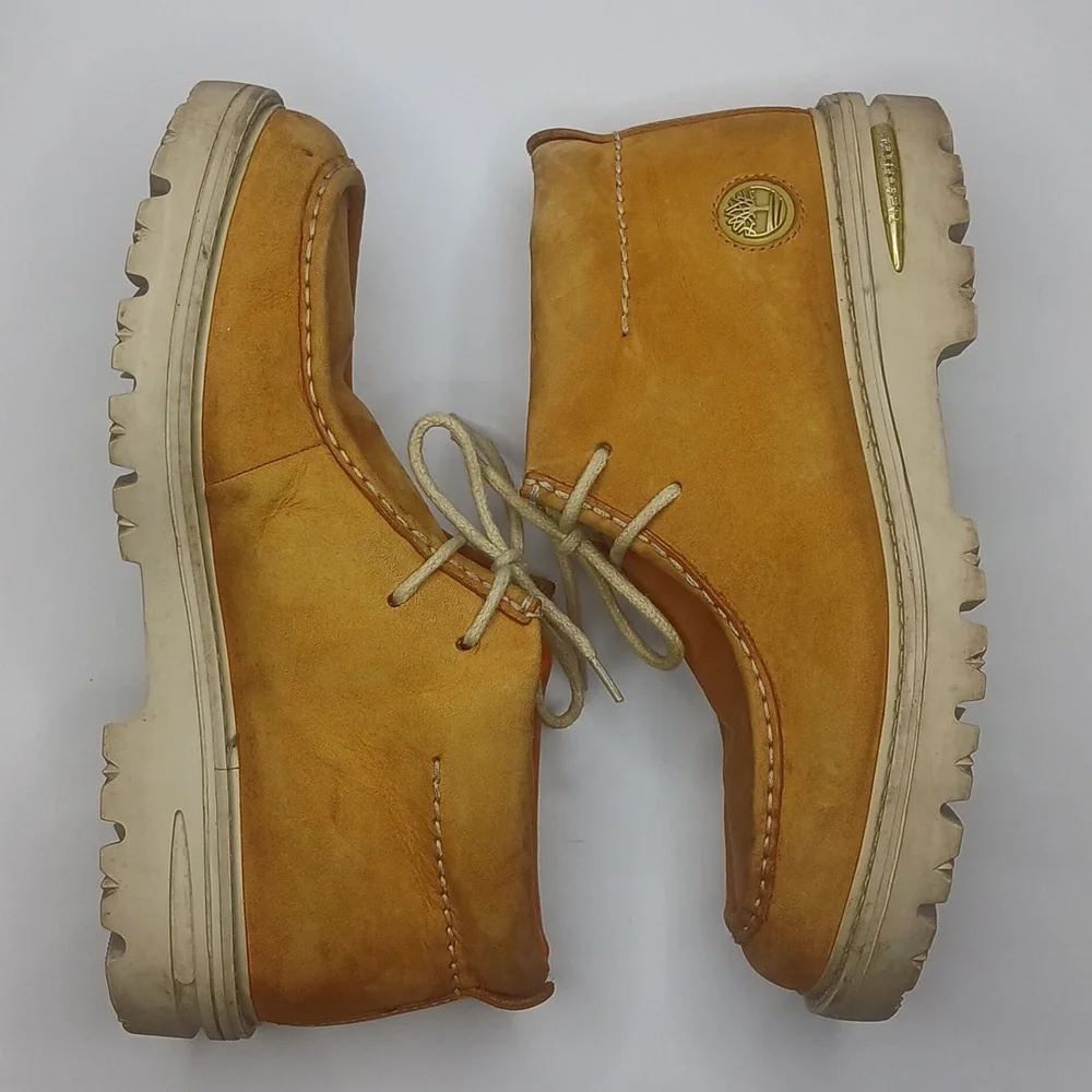 Timberland Moc Toe Boot Mens 10 Wheat 59018 Nubuck Leather Lug Sole Chukka